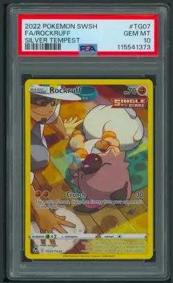 Pokemon SWSH Silver Tempest Rockruff Full Art TG07/TG30 PSA 10 - Image 1