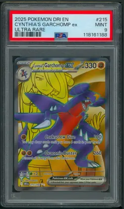 Pokemon Destined Rivals Cynthia’s Garchomp ex Full Art 215/182 PSA 9 - Image 1