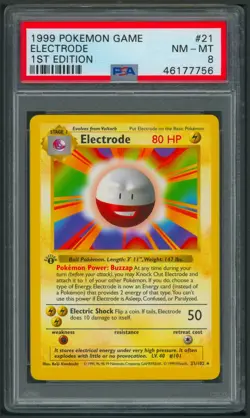 Pokemon 1st Edition Base Set Electrode 21/102 PSA 8 - Image 1