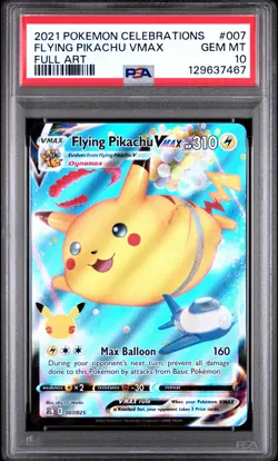 2021 POKEMON CELEBRATIONS #007 FULL ART/FLYING PIKACHU VMAX PSA 10 - Image 1