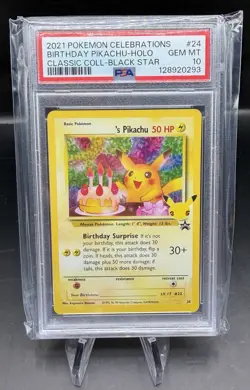 Birthday Pikachu 24 Pokemon Celebrations 25th Anniversary Gem Mint PSA 10 - Image 1