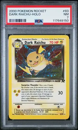 2000 Pokemon Team Rocket Holo Dark Raichu #83 PSA 7 - Image 1