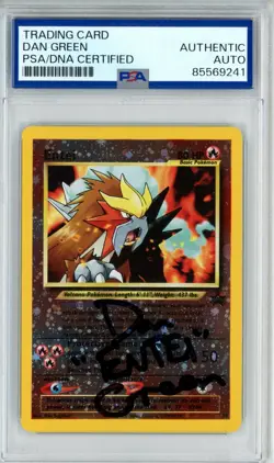 PSA Signed Dan Green Pokemon TCG Entei Wizards Black Star Promos 34 Holo Promo - Image 1