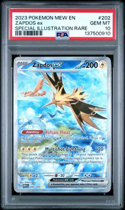 Pokemon Zapdos ex 202/165 SIR Scarlet & Violet 151 Holo SIR GEM MINT PSA 10 - Image 1