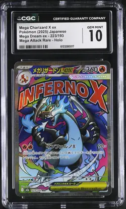 CGC 10 Mega Charizard X EX 223/193 Attack Rare Holo Pokemon Gem Mint PSA - Image 1