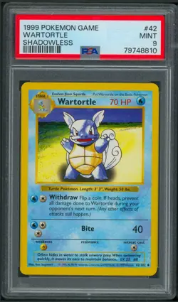 Pokemon Base Set Shadowless Wartortle 42/102 PSA 9 - Image 1