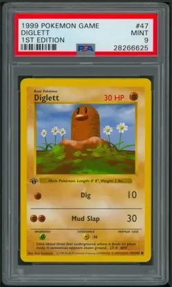 Pokemon 1st Edition Base Set Diglett 47/102 PSA 9 - Image 1