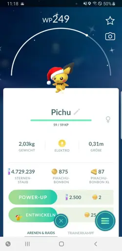 Pokemon Go Shiny Pichu Santa Hat - Pokemon Go Schillernd Pichu Weihnachtsmutze - Image 1