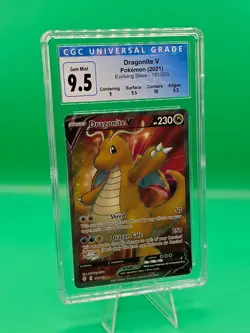 CGC 9.5 GEM MINT 2021 POKEMON EVOLVING SKIES ULTRA RARE HOLO 191/203 DRAGONITE V - Image 1