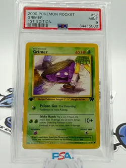 First Edition 2000 Pokemon Rocket 57/82 Grimer PSA Mint 9 - Image 1