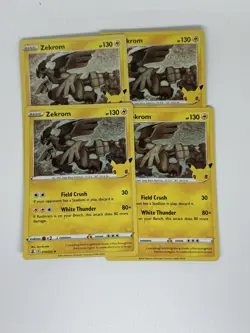 (4) Pokemon TCG Zekrom Holo Holo Rare Card 25th Anniversary Celebrations 010/025 - Image 1