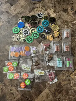 Pokemon TCG Accessories Lot - 25 Sealed Sleeves,Dice, Markers, Coins Etc - Image 2