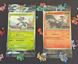 Sealed Reshiram 017/094 & Genesect 008/094 Phantasmal Flames Stamped Promo Cards - Image 1