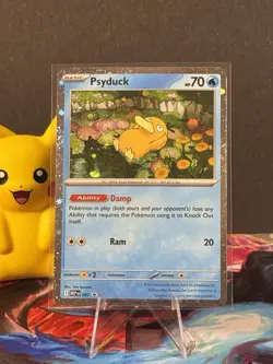 Psyduck Pokemon TCG #7 Mega Evolutions Black Star Promo Cosmos Holo w/swirl NM - Image 1