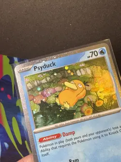 Psyduck Pokemon TCG #7 Mega Evolutions Black Star Promo Cosmos Holo w/swirl NM - Image 3