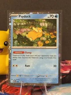 Psyduck Pokemon TCG #7 Mega Evolutions Black Star Promo Cosmos Holo w/swirl NM - Image 4