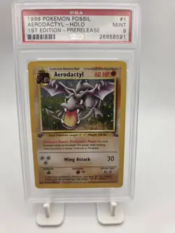 Aerodactyl 1/62 Fossil 1st Edition Holo Pokemon Card - PSA 9 MINT Pre - Release - Image 4