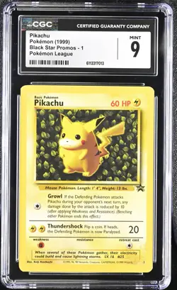 CGC 9 Pikachu 1999 Black Star Promos 1 Pokemon League Graded Pokemon Card - Image 1