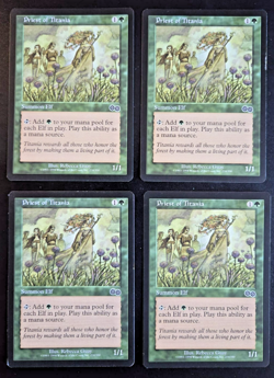 PLAYSET MAGIC MTG Priest of Titania 4x Urza saga UK - Image 1