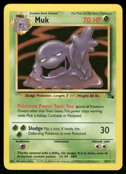 Pokemon Cards Muk 28/62 UNLIMITED Fossil WOTC Rare NM - Image 1