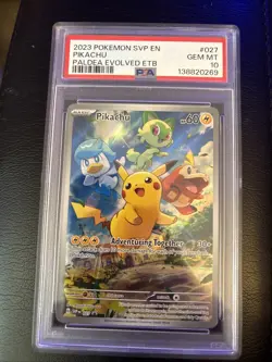 2023 POKEMON SVP EN-SV PALDEA EVOLVED ETB PROMO #027 PIKACHU PSA 10 - Image 1