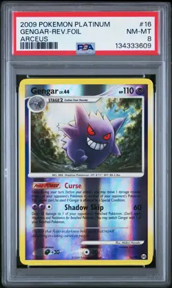 2009 Pokemon Platinum Arceus #16 Gengar-Rev.Foil Arceus PSA 8 - Image 1
