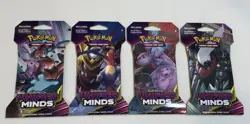 Pokemon TCG Unified Minds Sun & Moon Sleeved Pack Full Art Set 4 Packs - Image 1