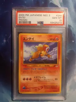 Pokemon PSA 10 GEM MINT Entei 2000 Japanese Neo Revelations File #3 Promo Card - Image 1
