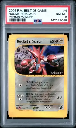 2003 Pokemon Best Of Game Promo Winner Rocket's Scizor PSA 8 #4 - Image 1