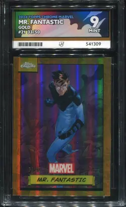 ACE 9 Mr. Fantastic 21 Topps Chrome Marvel 2024 Gold /50 Mint Pokemon TGC - Image 1