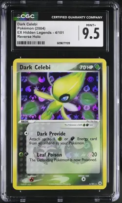 CGC 9.5 MINT+ Dark Celebi 2004 EX Hidden Legends 4/101 Reverse Holo Pokemon Card - Image 1