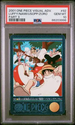 PSA 10 Luffy Nami Usopp Zoro One Piece Visual Adventure #92 Bandai Carddass 2001 - Image 1