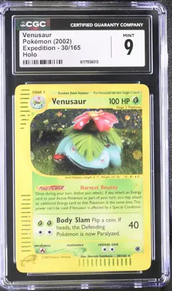 CGC 9 MINT Venusaur 2002 Expedition 30/165 Holo SWIRL Pokemon Card - Image 1