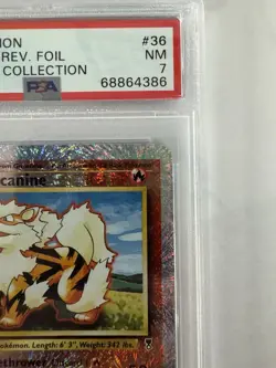 Arcanine Reverse Foil #36 2002 Pokemon Card Legendary Collection PSA 7 - Image 3