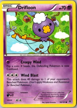 Drifloon 34/101 Common Plasma Blast LP Pokemon Card - Image 1