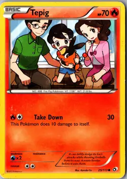 Tepig 25/113 Common Legendary Treasures LP Pokemon Card - Image 1