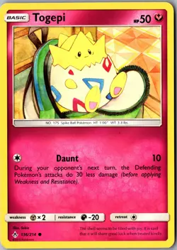 Togepi 136/214 Common SM - Unbroken Bonds LP Pokemon Card - Image 1