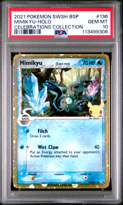 PSA 10 Mimikyu SWSH136 Delta Species Celebrations Promo Black Star Pokemon Card - Image 1