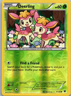 Pokemon TCG Deerling 8/124 Fates Collide Rev Holo LP - Image 1