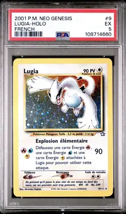 2001 Pokemon FRENCH Unlimited Neo Genesis Lugia Holo 9/111 PSA 5 EX - Image 1