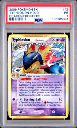 PSA 1 2006 Dragon Frontiers Typhlosion 12/101 Holo Foil Pokemon Delta Species - Image 1