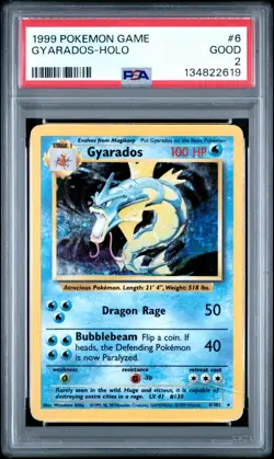 PSA 2 GOOD 1999 Pokemon Base Set Gyarados 8/102 Holo Foil WOTC Unlimited - Image 1