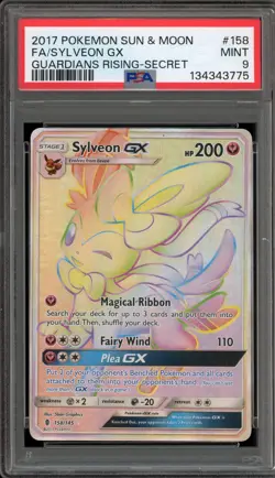 Pokemon Sylveon GX Guardians Rising Secret Rare Full Art #158 PSA 9 Mint - Image 1