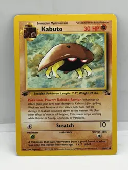 Kabuto 50/62 Fossil Regular Vintage First Edition WOTC Pokemon MP - Image 1
