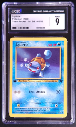CGC 9 Squirtle Team Rocket 1st Edition 68/82 Pokemon Card - Image 1