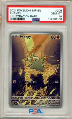Pokemon Phanpy 205/191 Sv08: Surging Sparks Illustration Rare Holo PSA 10 2024 - Image 1