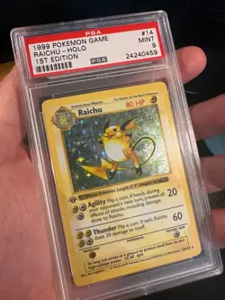 ⚡ 1999 Pokemon Base Set Raichu Holo – 1st Edition – PSA 9 MINT (#14/102) - Image 2