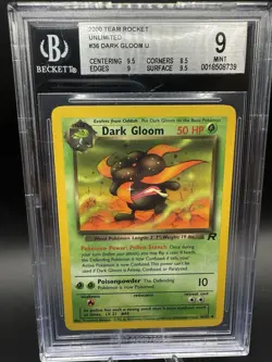 Dark Gloom 36/82 Team Rocket Regular BGS 9 Pokemon Mint Vintage WOTC - Image 1