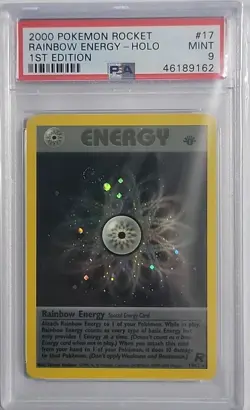 PSA 9 Rainbow Energy 17/82 2000 Pokemon Rocket 1st Edition Holo Rare Mint WOTC - Image 1