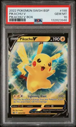 2022 POKEMON SWSH BLACK STAR PROMO PIKACHU V BOX #198 PIKACHU V PSA 10 - Image 1